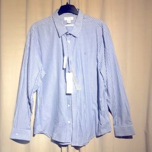 Calvin Klein - Blue/White Plaid Dress/Casual Shirt